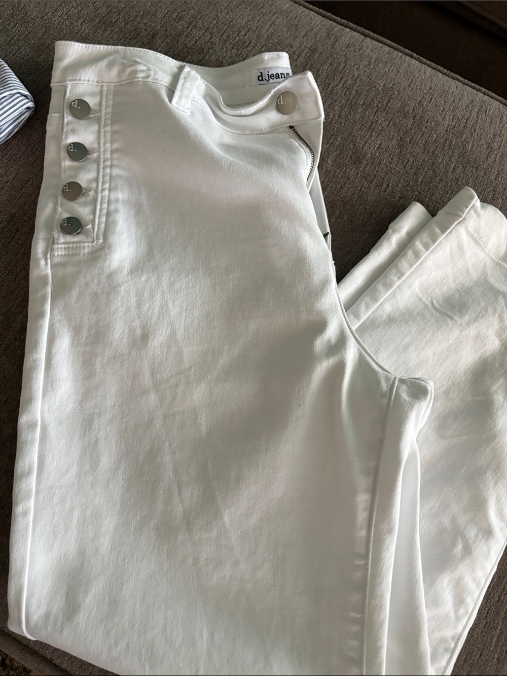d. jeans White High-Rise Side-Button Jeans